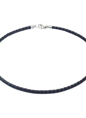 Yuki男女生个性牛皮项链绳钢扣