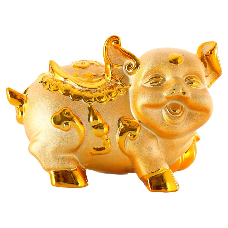 陶瓷金猪储蓄罐招财纳福大号中号土豪金摆件创意开业客厅结婚礼物