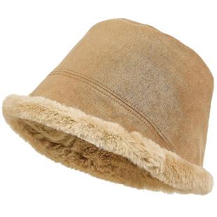 兰诺毛绒渔夫帽女士冬2025新款时尚洋气显脸小适合方圆脸加厚帽子