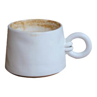 Hi Lovely.出口外贸单日式粗陶沙土指环圆把手不规则陶瓷杯