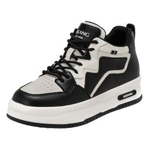 奥康女鞋 秋季新款高帮休闲时尚板鞋运动鞋复古黑白熊猫配色透气