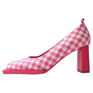 娇媚迷人！法国柜款限定千鸟格方头浅口社交名媛粗高跟鞋KAKA特惠