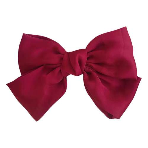 儿童亲子经典优雅缎面大蝴蝶发夹气质微光缎面纯色发卡披肩发发饰