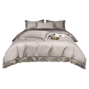 出口意大利220支长绒棉四件套纯棉轻奢100%全棉刺绣被套床单床品4