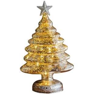 掬涵玻璃发光迷你圣诞树装饰场景布置道具小型圣诞树灯饰桌面摆件