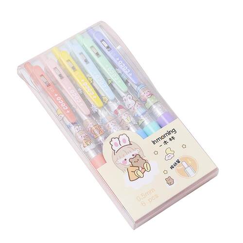 一木林可可小姐按动式中性笔水笔签字笔黑色0.5mm子弹头学生用高颜值创意小清新可爱超萌少女心黑笔ins冷淡风