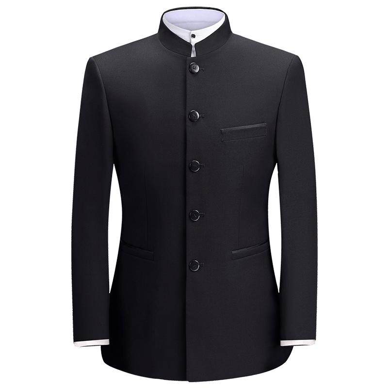 中山装男青年套装修身中式结婚礼服中华立领西装演出服唐装中国风