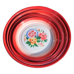 老式茶盘搪瓷盘子中式怀旧复古经典大盘鸡麻辣烫盘加厚盘瓷盘婚庆