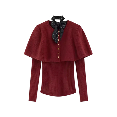 毛衣冬季女装新款斗篷披肩两件套