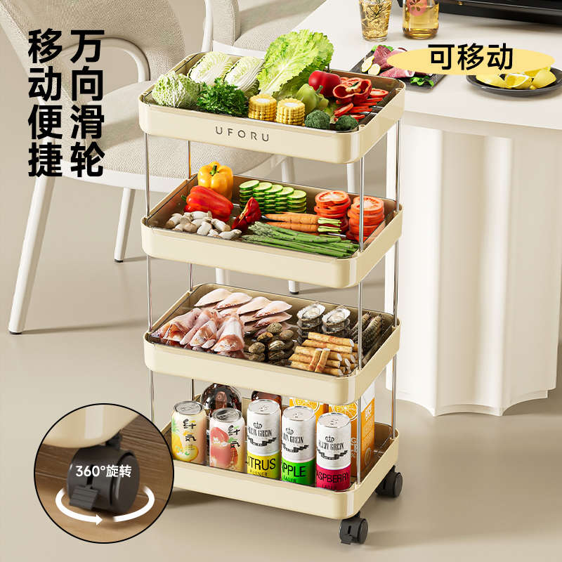 厨房多功能备菜架置物架落地多层可移动放蔬菜收纳架储物架小推车