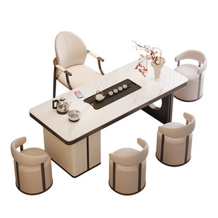 2025新款轻奢岩板茶桌椅组合现代简约高级感办公室一体阳台泡茶台