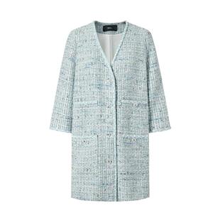 IMM尹默女装春季V领中袖香风连衣裙式廓形中长款外套