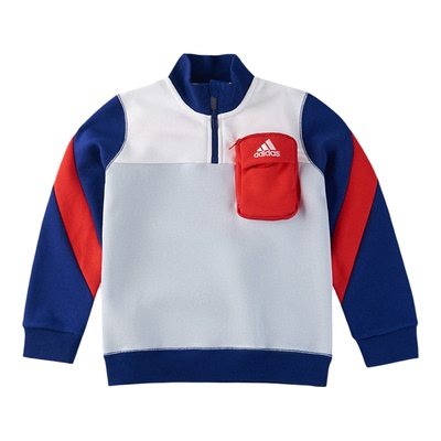 Adidas/阿迪达斯正品新款儿童休闲半拉链加绒运动套头卫衣 H45061