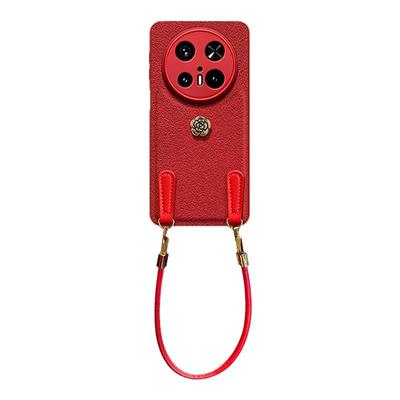 惜创 挂绳山茶花适用华为mate70pro手机壳mata70新款2025个性时尚meta70pro十奢华红色mete60腕带防摔por外壳