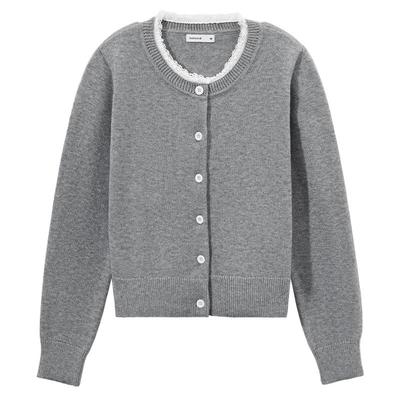 冬季新款女士花边领针织开衫