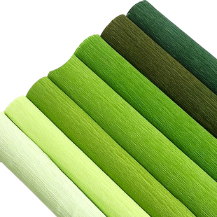 绿色皱纹纸手工花材料小学生加厚彩色褶皱纸套装幼儿园手工折花束diy材料包荷花假花批发白色红色黄色美术