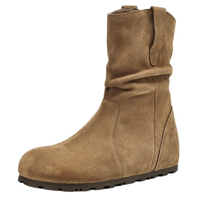 美拉德棕色短靴女秋冬加绒加厚