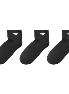 Skechers斯凯奇男短袜舒适透气运动休闲袜子三双装 P125M078/0018
