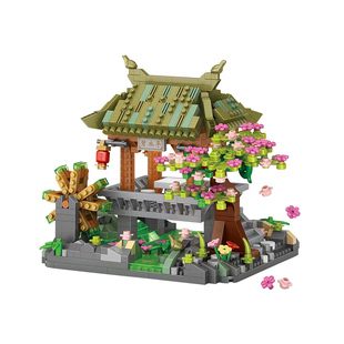 LOZ俐智碧水亭 中国风建筑物国潮微型小颗粒拼装积木玩具模型古风