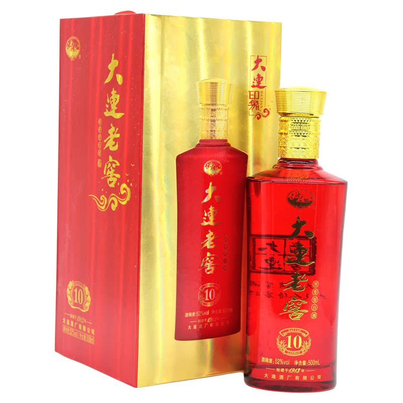 大连特产大连酒厂辽海牌大连老窖新十年52度浓香型纯粮酿制500ml