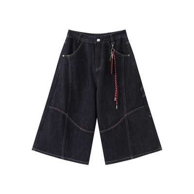 西町村屋设计感牛仔五分裤2026春新款舒适休闲裤含配饰XHBA10184