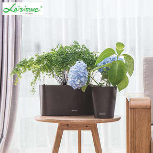 简约桌面懒人花盆绿萝萝自动吸水储水塑料加厚花盆长方形欧式 创意
