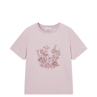 FINITY菲妮迪T恤2026年夏季新款简约钉珠绣花百搭休闲通勤上衣女