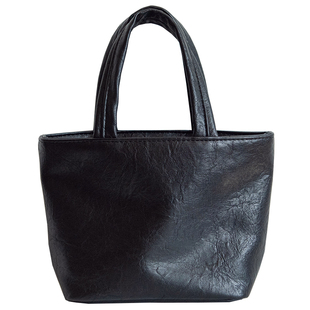 软皮手提包2024新款女包简约小皮包时尚化妆包纯色可爱迷你手拎包