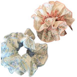 法式碎花高级感大肠发圈女半扎马尾发饰头花头饰2026新款高端头绳