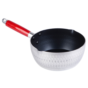 加厚日式麦饭石不粘锅雪平锅木柄铝制煮泡面锅小奶锅锅盖18CM商用