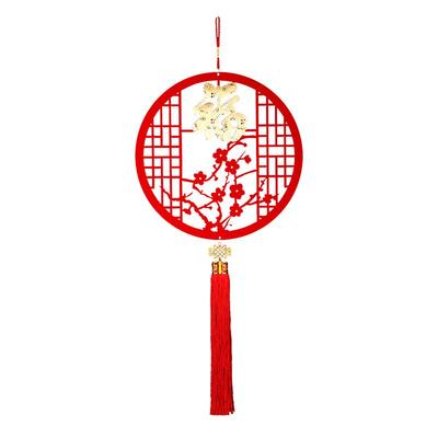 立体木质绒布室内窗花福字挂件