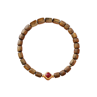 喜木火手串沉香手链五行补火木属性天然红色四叶草玛瑙本命年饰品