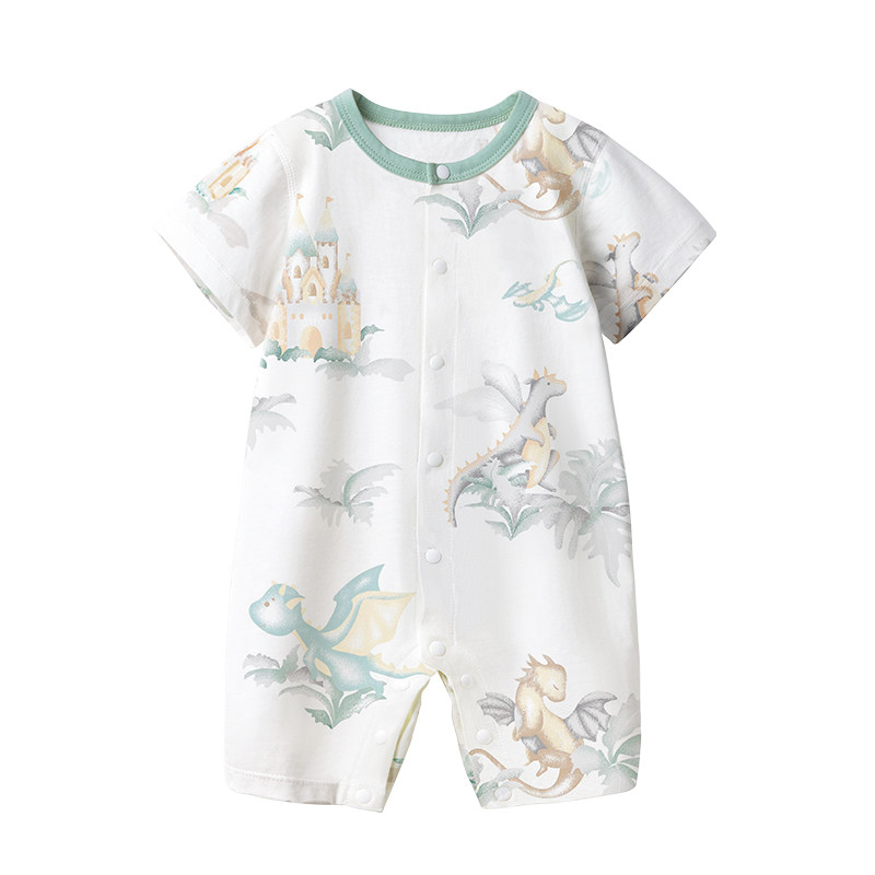 贝肽斯婴儿衣服连体衣夏季薄款透气短袖纯棉a类婴幼儿女宝宝睡衣