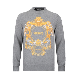 Versace/范思哲男经典字母logo全棉套头针织衫毛衣男士秋冬XY