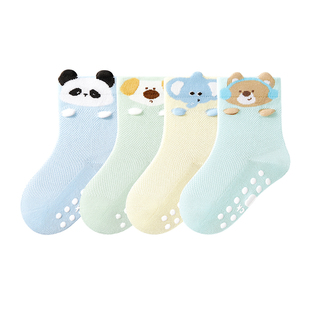 宝宝袜子防滑地板袜夏薄款纯棉a类儿童不勒腿中筒1到3岁婴儿夏天