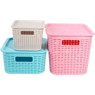 爱丽思IRIS多功能厨房卫生间塑料镂空藤编纹带盖储物整理盒收纳箱