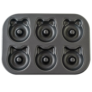 FL日本cotta卡通猫熊甜甜圈烤盘6连蛋糕烤箱不沾模具面包烘焙家用