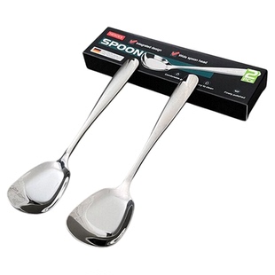 加厚加长！2个装！304食品级不锈钢厨房分菜勺方头大平勺大号勺子