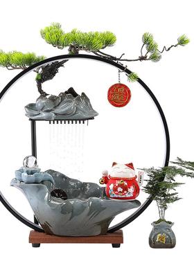 流水招财鹿摆件循环水客厅装饰品