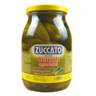 Zuccato苏嘉度酸甜青瓜1kg意大利进口腌黄瓜汉堡三明治沙拉下饭