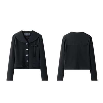 东京岁时记黑色西装海军领短外套
