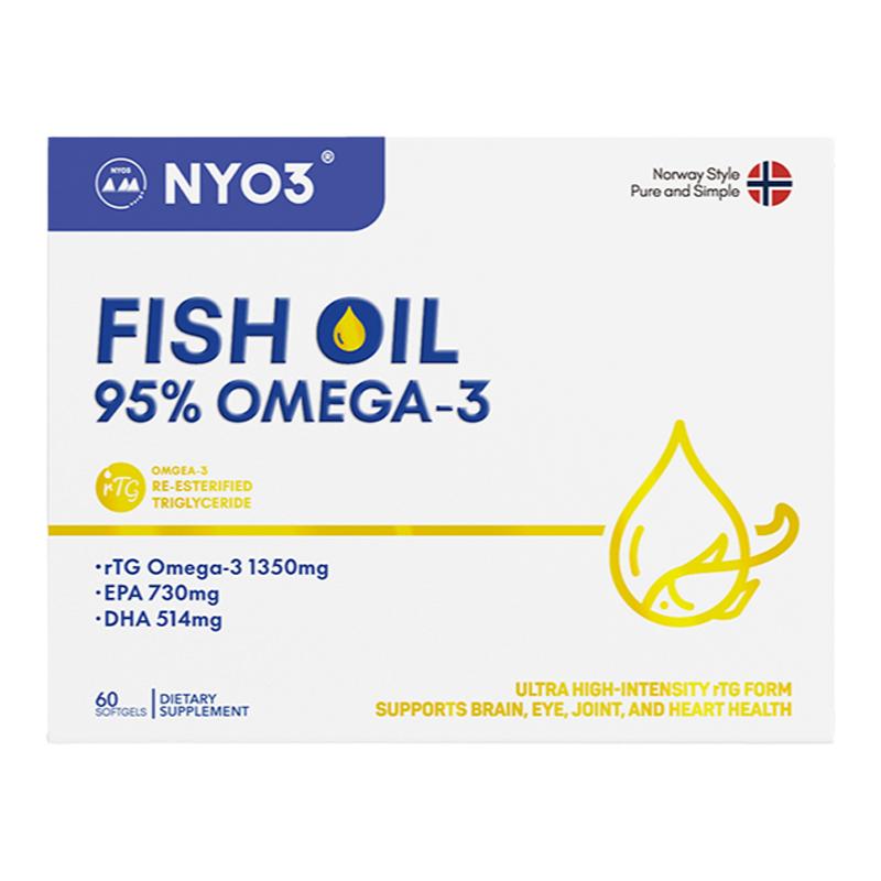 NYO3诺威佳挪威进口97%高纯鱼油omega3深海鱼油rTG型DHA成人60粒