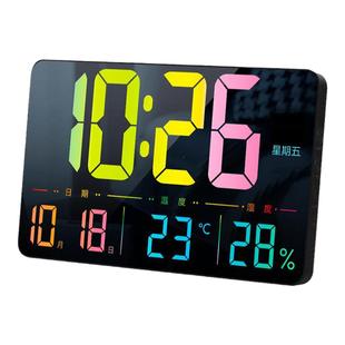 大屏电子挂钟家用客厅免打孔桌面电视柜数字温湿度日历挂墙钟表