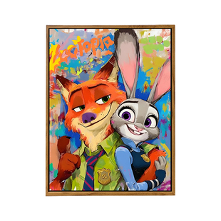 疯狂动物城2DIY数字油画手工绘填充涂色卡通朱迪尼克高颜值装饰画