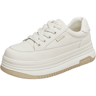 TATA他她厚底小白鞋2026新款百搭板鞋圆头增高女鞋休闲鞋DWBX1AM5