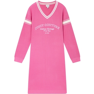 Juicy Couture橘滋连衣裙女粉色长袖针织中长裙