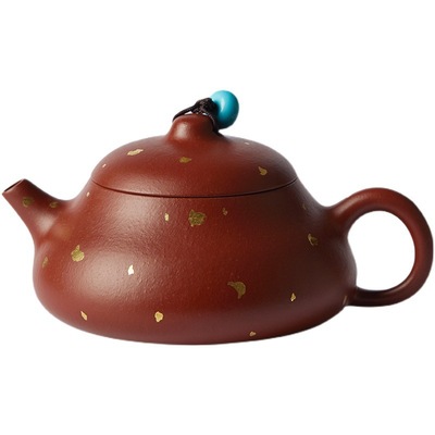 大红袍石瓢紫砂壶纯手工洒金描金