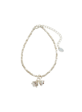 银亮铃兰花吊坠手链通体S925银