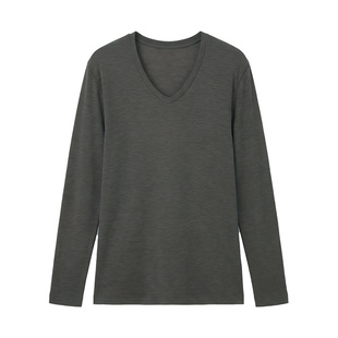 三枪男士2025年秋冬新品热力弹华绒V领60支保暖上衣弹力薄打底衫