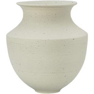 粗陶花器复古陶罐侘寂风陶土陶瓷花瓶摆件白色绿植插花日式花盆